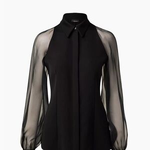 Akris Black Sheer Sleeve Women's Top